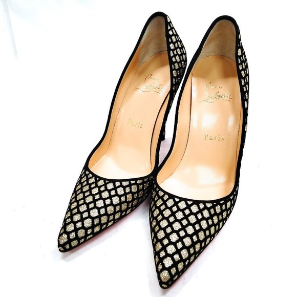 Christian Louboutin silver and black Fabric Pumps size 37 - Picture 2 of 9